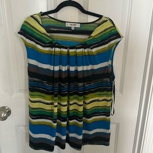 Multi color sleeveless top
Blue /gray/ green /soft yellow
